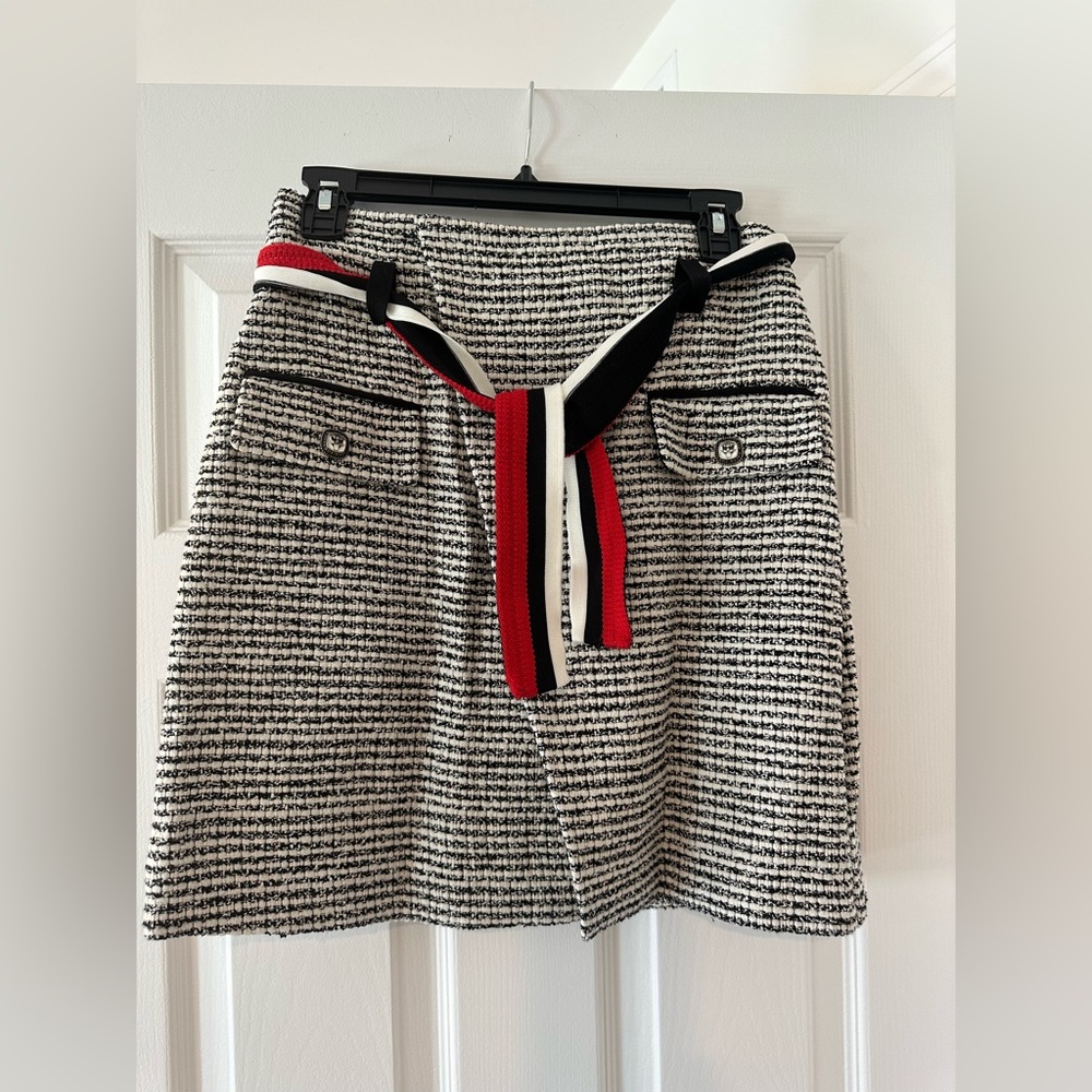 Maje Tweed Skirt with Belt